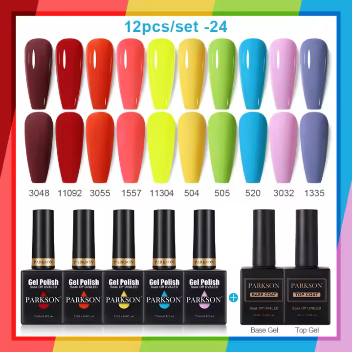 Parkson-Conjunto de botellas de esmalte de Gel, Set de 12 esmaltes semipermanentes de larga duración, para manicura de uñas artísticas - 1