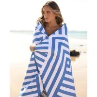 Toalla de playa de microfibra para adultos y niños, toalla grande de secado rápido sin arena, a rayas verdes y azules, perfecta para viajar y nadar - details 4