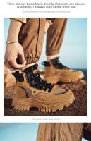 Hombres Estilo Retro Británico High-Top Primavera Transpirable Tobillo Con Cordones Trabajo De Goma Montañismo Al Aire Libre Desierto Combate Ruibarbo - details 8