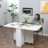 Mesa Plegable de Comedor Mesa de Cocina Plegable con Ruedas Alas Abatibles y Estantes para 4-6 Personas 75x140x74 cm Cemento Gris - details 50
