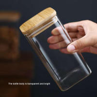 Tarro de Almacenamiento de Vidrio Transparente Cuadrado con Tapa a Prueba de Humedad para Café Té Bolsas de Granos para Cocina Hogar - details 0