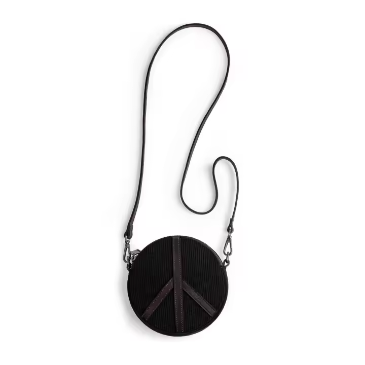 Bolso bandolera redondo pequeño de pana negra marca MADEN, superligero, mini bolso de hombro portátil retro exquisito para mujer. - 1