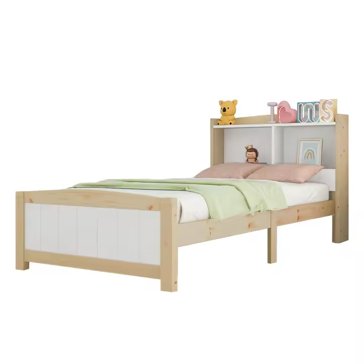 Cama de Madera Maciza Estilo Stauraum con Partes de Cabeza 90 x 200 cm - 1