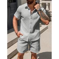 temu shein Camisa y pantalones cortos sueltos informales de manga corta para hombre - details 7