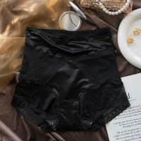 Bragas de seda helada de satén dulce para mujer, ropa interior de cintura alta ultrafina suave con encaje en la entrepierna de algodón y flores de malla, ropa interior sin costuras - details 6