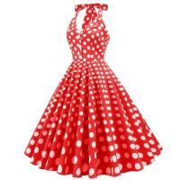2025 nuevo Hepburn verano Vintage lunares mujeres Halter elegante fiesta 50s 60s Rockabilly Pin Up túnica Swing vestido de cola - details 24
