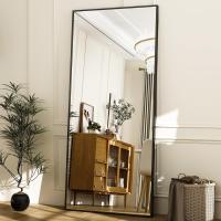 pie grande de 140 x 40 cm, espejo de cuerpo entero con marco de aluminio, para dormitorio, salón y cuarto de baño, dorado - details 32