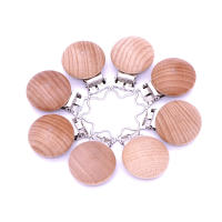 Cadena de madera de haya Natural para chupete, Clips redondos de 30mm para chupete, mordedor de grado alimenticio para bebé, juguetes para masticar, 30 piezas - details 0