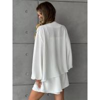 Nuevo conjunto casual para mujer con camisa de manga larga con volantes y botones y pantalones cortos de doble capa - details 9
