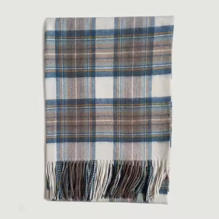 Mantón a cuadros de invierno de Mongolia Interior inspirado en la bufanda de mujer 100% lana con estampado de cachemira de cordero escocés - 1