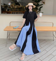 Vestido de sirena casual de talla grande con diseño de bloques de color de verano, ajuste sueltoAVestido de Talla Grande para Hermana con Falda de Personaje - details 1