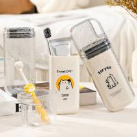 Cilindro de dientes de dibujos animados práctico, juego de tazas de lavado de plástico de gran capacidad, taza para enjuague bucal sellada, dispensador de pasta de dientes para acampar, 2 uds. - details 7