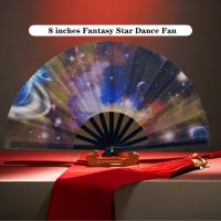1 abanico de baile de estrellas de galaxia interestelar de ensueño: escultura de hueso de ABS con diseño de espacio cósmico, perfecto para festivales de música, día de San Valentín, bodas, fiestas y regalos del día de San Patricio, abanico de fiesta |   D - details 7