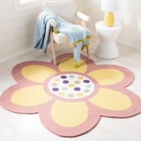 Alfombra redonda de flores esponjosas, cojín de felpa para dormitorio de niña, alfombrilla de suelo para habitación de niños, Alfombra de juego antideslizante para bebé - details 1