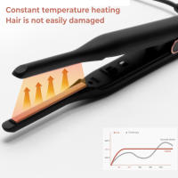 Mini Hierro Plano de Cerámica Turmalina Largo de 3/10 Pulgadas Ideal para Cortes Cortos, Barba y Pixie Enchufe Europeo - details 8