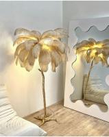 Lámpara de pie con plumas, luminaria moderna para sala de estar, restaurante, oficina, dormitorio, decoración de plumas - details 12