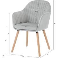 Silla de Comedor Estilo Vintage Juego de 1, Silla Cocina, Silla Nordica con Respaldo y Reposabrazos, Tela Pana, Estructura de Madera, Sillas para Tocador, Escritorio, Crema, EZS26cm-1 - details 11