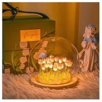 Flor de tulipán Artificial, adornos de luz nocturna hechos a mano, mesita de noche DIY, lámpara LED de noche, decoración de escritorio para dormitorio, regalos de cumpleaños, lámpara de mesa - details 8