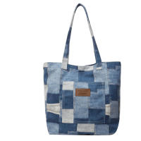 2025 nuevo bolso de hombro de mujer de gran capacidad a cuadros de mezclilla de imitación, bolso de mujer de moda de tote casual retro - details 1