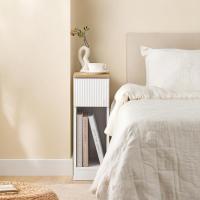 Mesa de Noche Blanca Ancho 35 Estantería y Cajón para Dormitorio y Sala de Estar Altura de 60cm - details 3