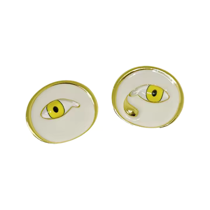 Pendientes De Ojos Vintage En Metal Enlazado Blanco Para Mujeres Joyería De Moda Accesorios De Colección Diaria - 1