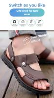 Sandalias de cuero suave de verano para hombre, sandalias antideslizantes informales con punta abierta para exteriores, sandalias deportivas cómodas para playa - details 7