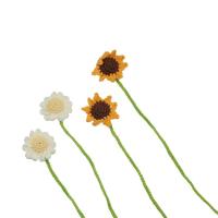 Marcapáginas de punto hecho a mano INS, colgantes florales de margaritas únicos, marcador de página de cinturón, marcador de libro de ganchillo para niñas - details 2