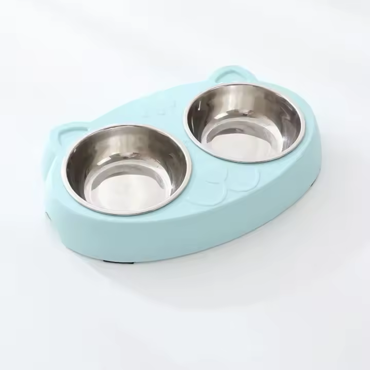 Bandeja de Comida para Mascotas Macaron Doble Bol para Perros, Gatos y Cachorros - 1