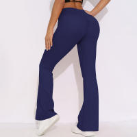 Mallas de Yoga a prueba de sentadillas para mujer, pantalones de Yoga de cintura alta, levantamiento de glúteos, pantalones de tiburón Micro acampanados, pantalones de Yoga ajustados de cintura alta - details 38