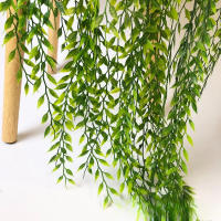 Simulación de rama de sauce de mimbre, sauce llorón falso, planta verde de plástico, planta de hoja de sauce, flor falsa de ratán, colgante de pared, colgante de pared decorativo - details 1