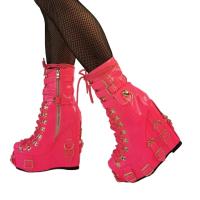 Botas punk de tobillo con plataforma y tacón alto de charol gótico con hebilla y bolsillo con cremallera lateral para mujer - details 3
