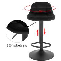 1 Uds. Taburetes de bar ajustables en altura 360 °   Silla de bar giratoria con respaldo, taburete de terciopelo con reposapiés de metal para cocina - details 5