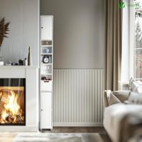 Mueble Columna de Baño, Estanterías con 2 Puertas y 1 Cajón, Estantes Ajustables Espacio - details 4