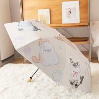Paraguas de gato de dibujos animados de 3 costillas, protección UV, paraguas automático de protección solar para gatos, paraguas plegable ligero impermeable - details 9