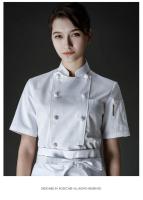 Chaqueta de chef de doble botonadura para hombre, ropa de trabajo para hotel, restaurante, panadería, uniforme de cocinero profesional, camisa blanca, verano - details 0
