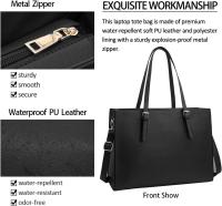Bolso de Cuero PU para Mujer, Bandolera para Ordenador Portátil, 15,6 Pulgadas, Impermeable - details 1