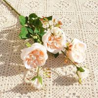 Ramo de rosas artificiales de 6 cabezas, flores de rosas de seda exquisitas de plástico, flores falsas realistas que no se decoloran, decoración del jardín del hogar - details 5