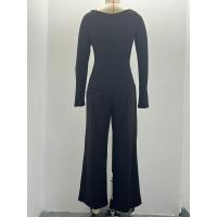 Conjunto de otoño Camiseta asimétrica de manga larga Pantalones de pierna ancha Traje informal Chándal - details 5