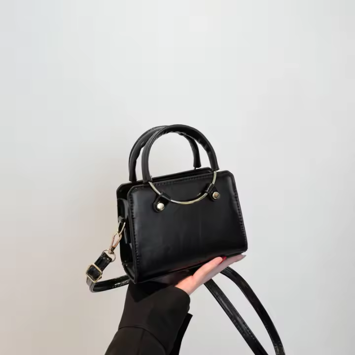 Bolso cuadrado de mano circular de moda 2024 Otoño e invierno Nuevo bolso de mujer Versión coreana de moda Retro Textura de gama alta Bolso bandolera de un solo hombro - 1
