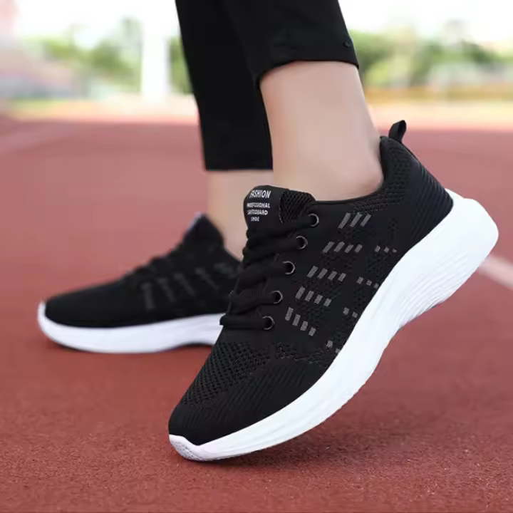 Zapatos de punto transpirables para correr informales grises para mujer, zapatos deportivos ultraligeros para mujer - 1
