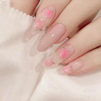 Uñas postizas color rosa melocotón, 24 piezas, material seguro de larga duración, resistente al agua, para salón profesional y uso diario - details 4