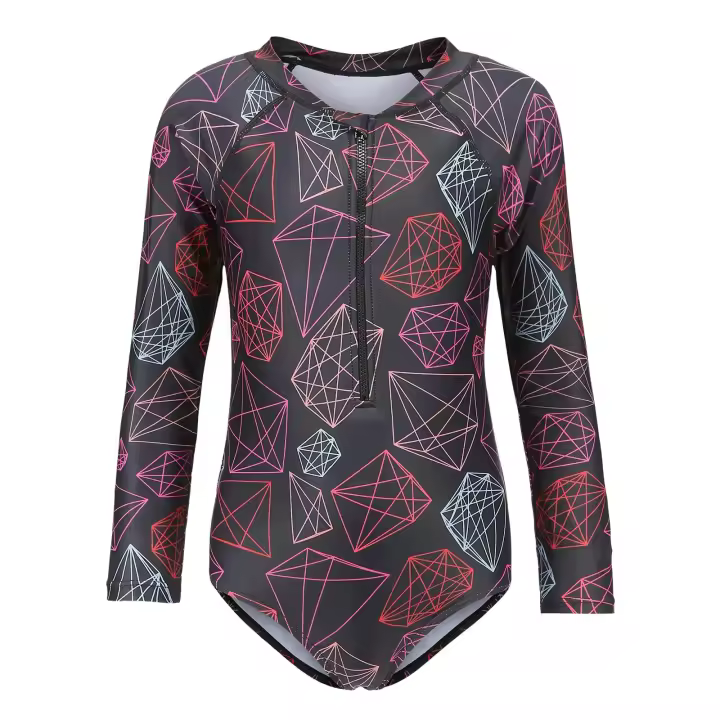 Traje de baño de una pieza para niña Bloqueador solar de manga larga Traje de baño hawaiano para niños Camisa de natación UPF 50+ 3-16 años - 1