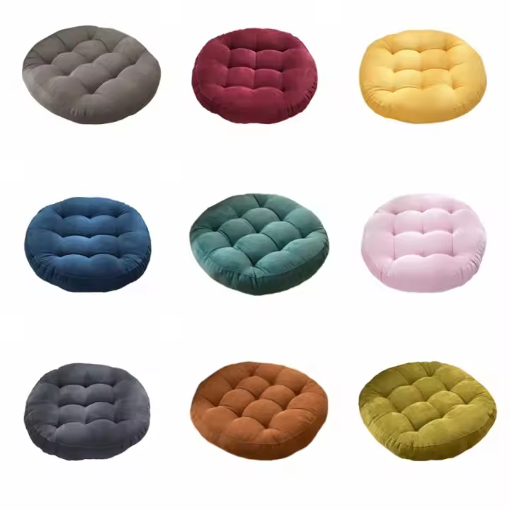 Almohada redonda de pana para suelo, cojines de suelo de Color sólido de gran tamaño, cojín de meditación, cojín para silla, cojines para asiento, decoración del hogar - 1