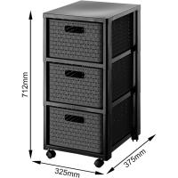 Contenedor rodante con 3 cajones en apariencia de ratán, Plástico (PP) sin BPA, blanco, 3 x A4/18l (37,5 x 32,5 x 71,2 cm) - details 7