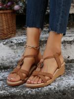 2025Nuevas Sandalias de Mujer de Verano Estilo Coreano Bohemio Cuña Punta Abierta Moda Sandalias de Mujer con Banda Elástica de Perlas - details 5