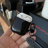 Elegante y genial funda negra para auriculares Airpods 1 2 Pro con colgante de corazón y llavero, funda suave inalámbrica para auriculares Airpods 3 - details 5