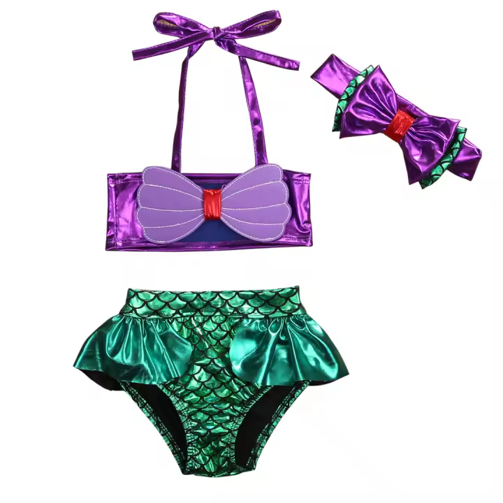 Traje de baño de sirena para niñas pequeñas, bañador de playa, Bikini de 0 a 8 años - 1