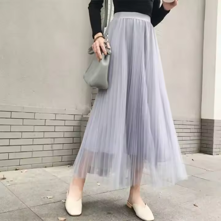 Vestido vintage de gasa con cintura alta, plisado, elegante en verano, estilo coreano para trabajadores de oficina - 1