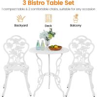 Conjunto de mesa y sillas vintage para exteriores, juegos de muebles de jardín de aluminio, una mesa con dos sillas para balcón, bronce. - details 14