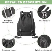 Bolsa de gimnasio con cordón, mochila deportiva impermeable con cordón y compartimento para zapatos para fútbol, ​​baloncesto, natación - details 1